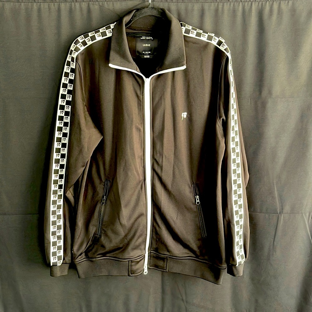 10.Deep Track Jacket Racing Stripes Checker Design. NWOT